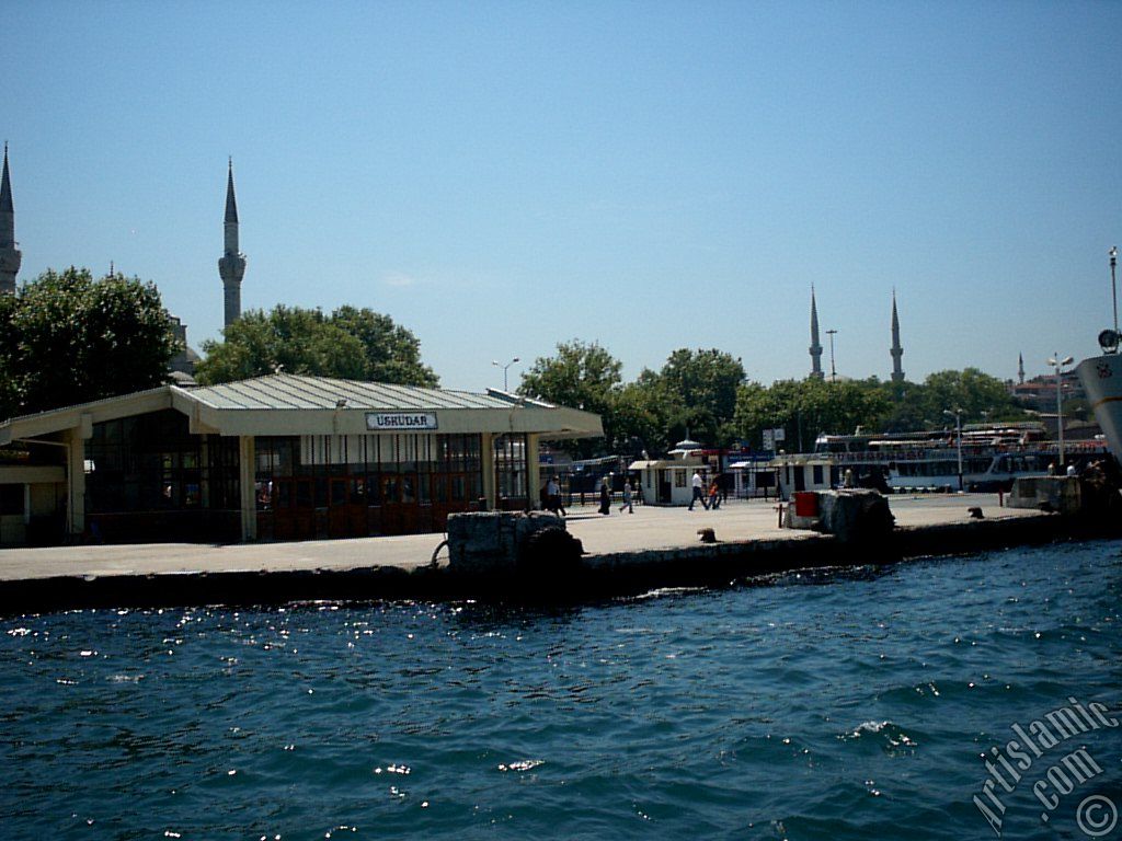 View of Uskudar jetty from the Bosphorus in Istanbul city of Turkey.
