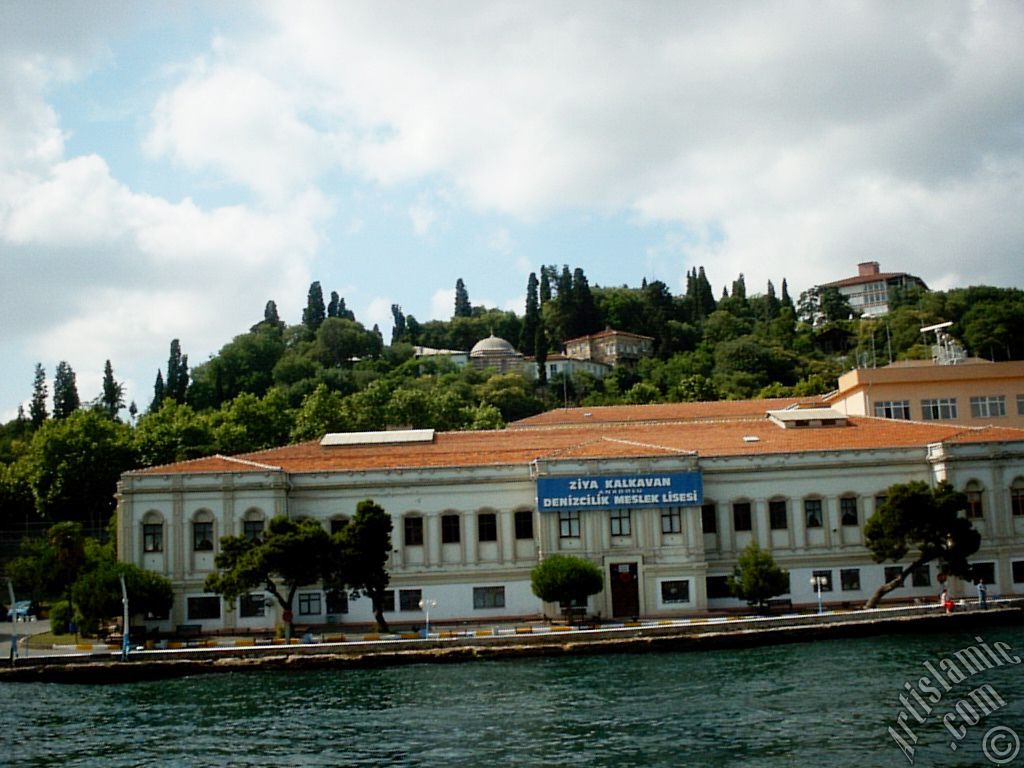 View of Ortakoy coast from the Bosphorus in Istanbul city of Turkey.
