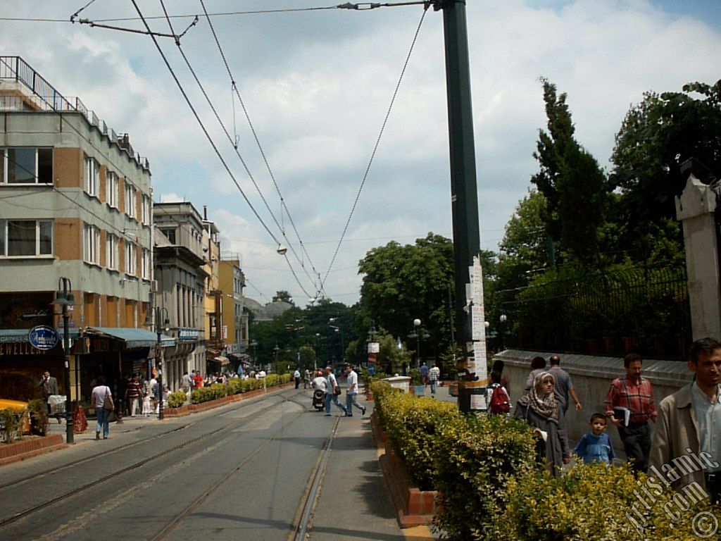 The way of tram in Sultanahmet district of Istanbul city in Turkey.
