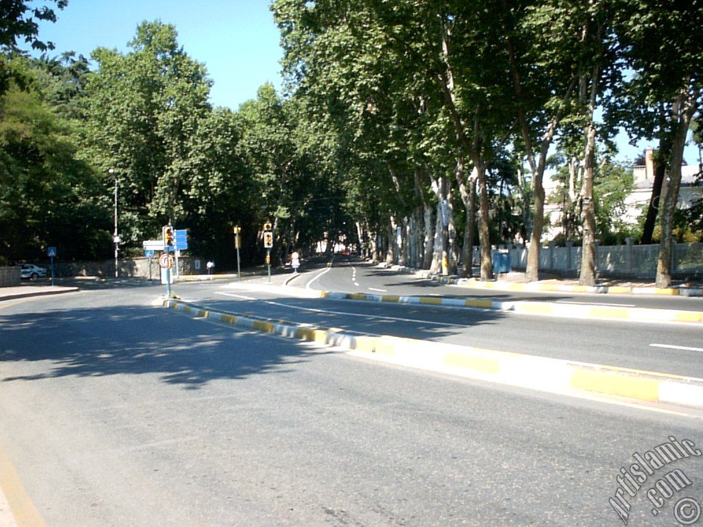 View towards Besiktas district from Dolmabahce district in Istanbul city of Turkey.
